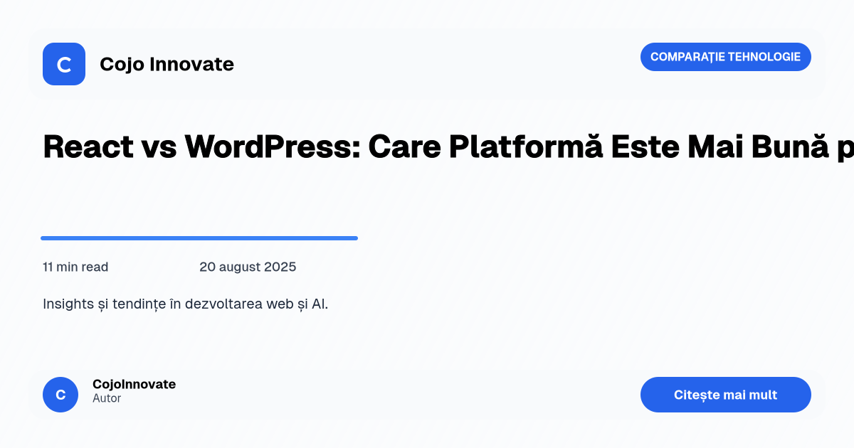 React vs WordPress pentru Website-ul Afacerii Tale: Care Să Alegi? - Featured Image