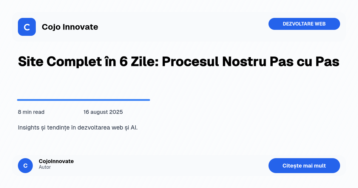 Website Complet în 6 Zile: Procesul Nostru Dovedit - Featured Image